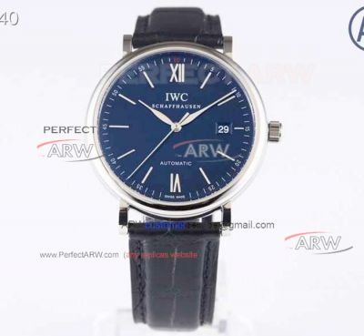 Perfect Replica Swiss IWC Schaffhausen Portofino Black Mens Watch 40mm